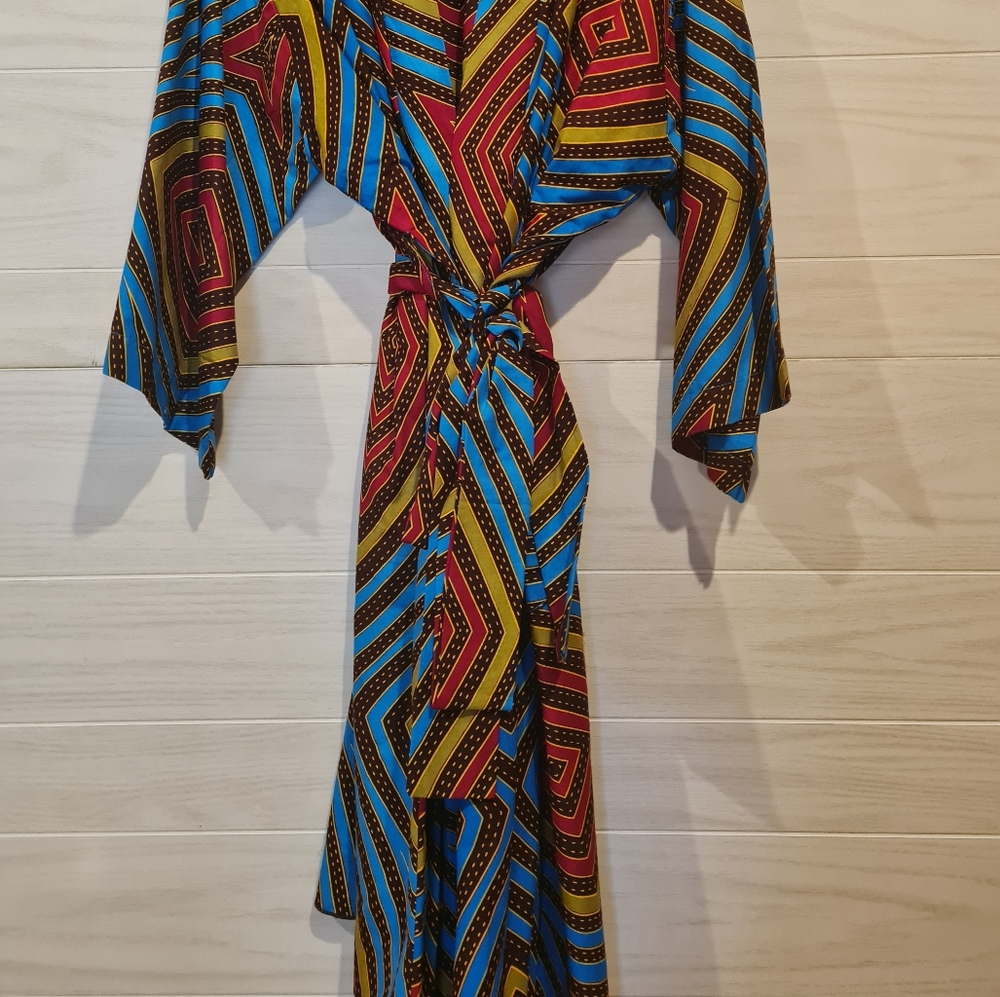 Ankara Print Unisex Lounge Robe - Picture 2 of 4